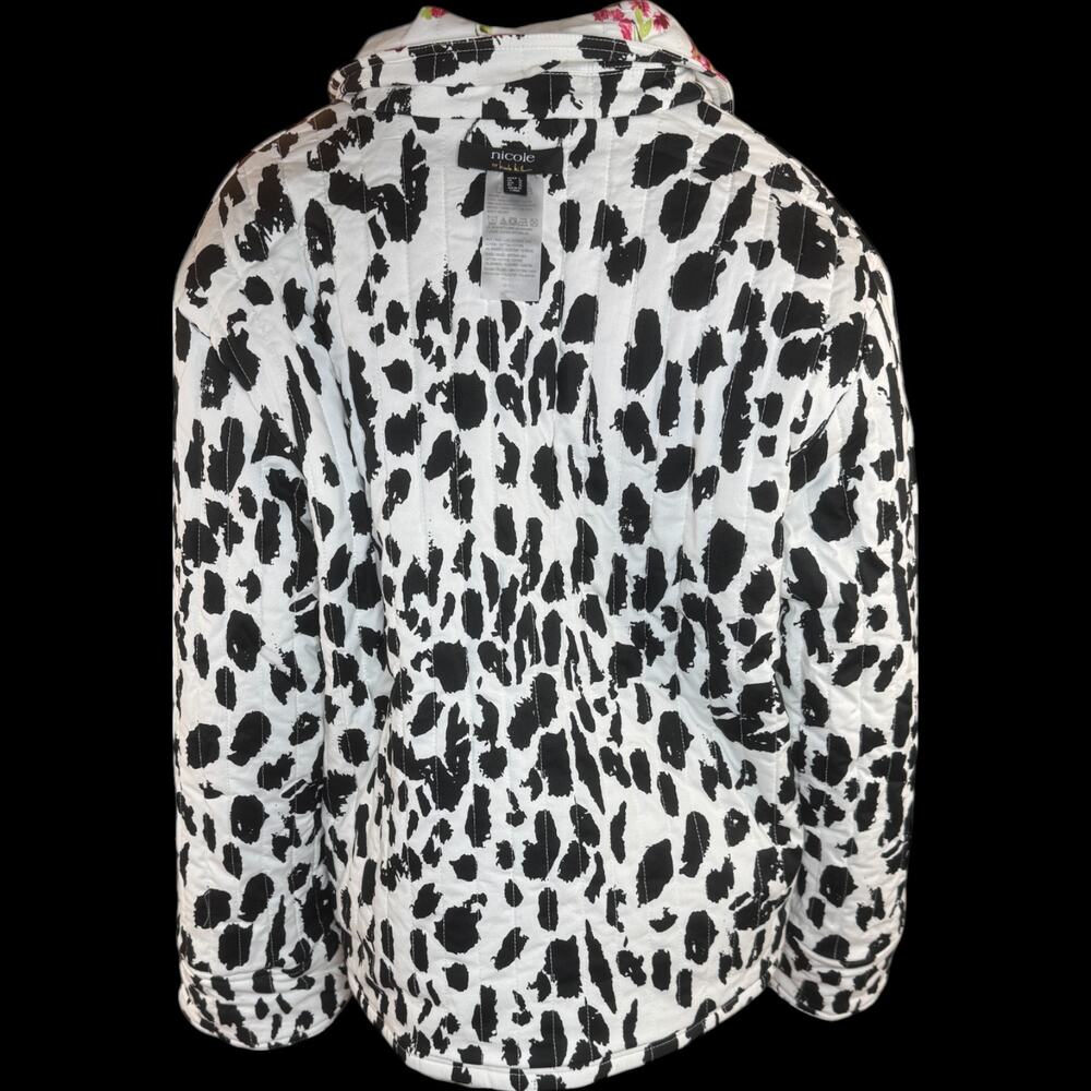 nicole by Nicole Miller Reversible Stretch Poplin Quilted Jacket Cream Floral L - Picture 8 of 15
